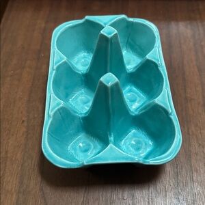 ANTHROPOLOGIE biscuit HALF-DOZEN 6 EGG CRATE TURQUOISE Blue STONEWARE #25442534